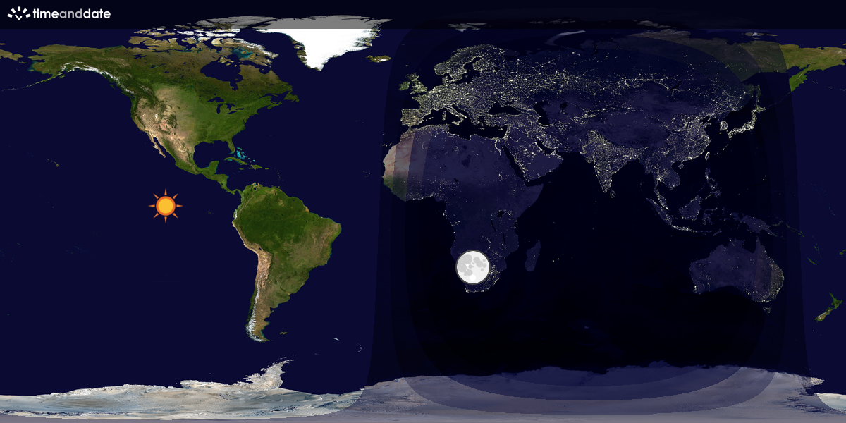 Verdenskart som viser dag og natt 