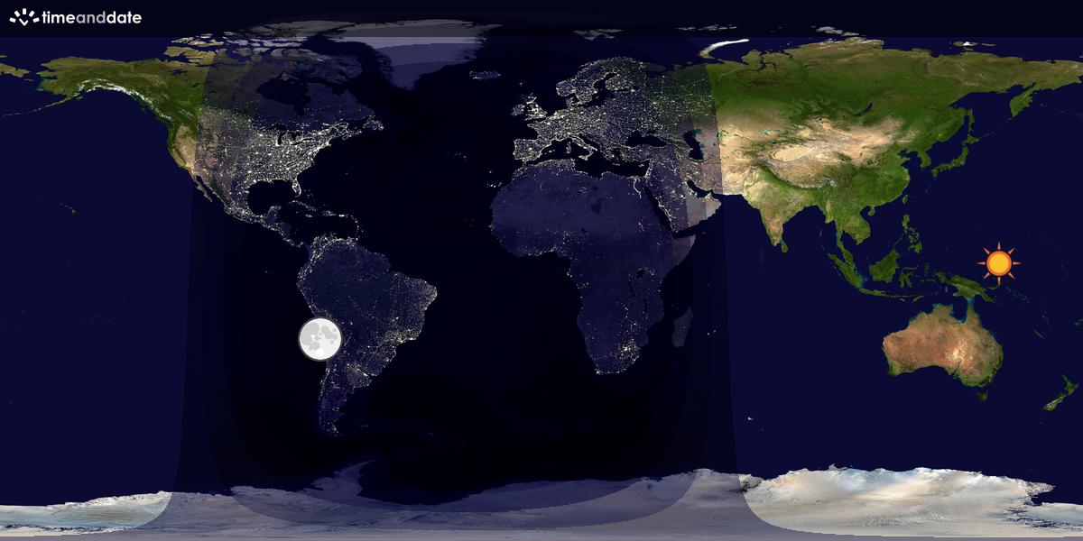 Verdenskart som viser dag og natt 