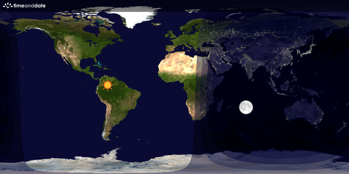 Verdenskart som viser dag og natt 