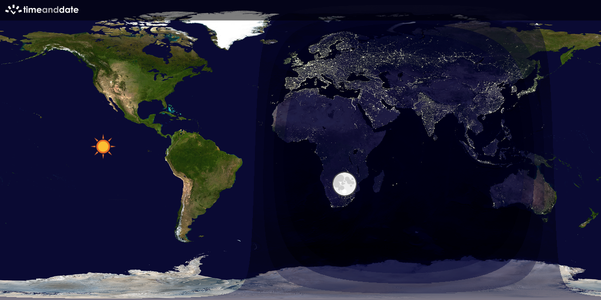 Verdenskart som viser dag og natt 