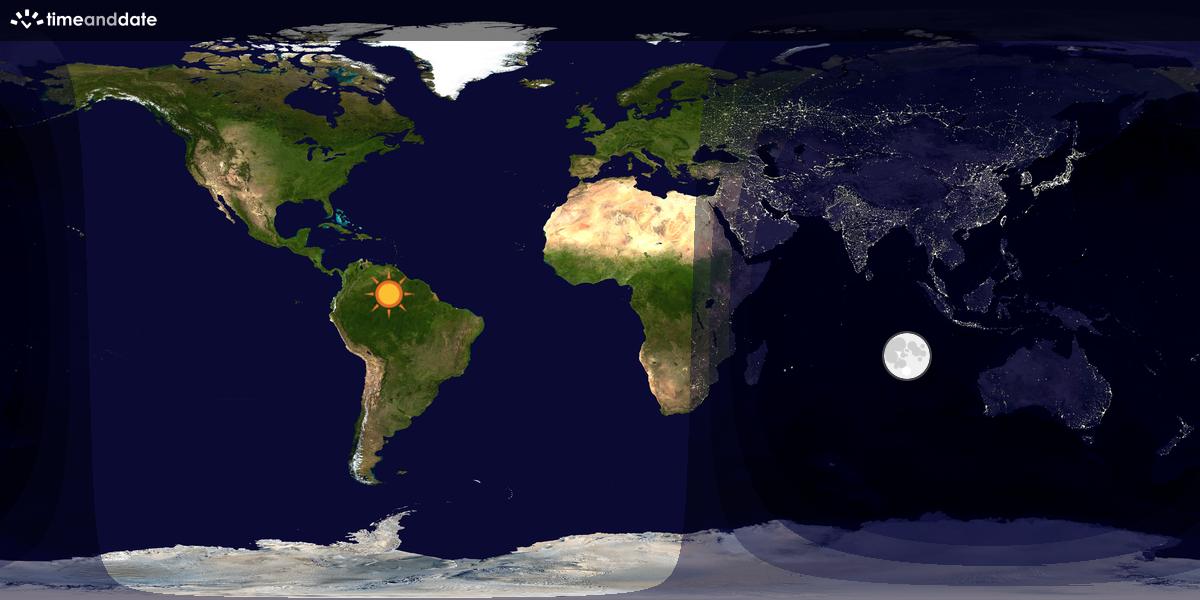Verdenskart som viser dag og natt 