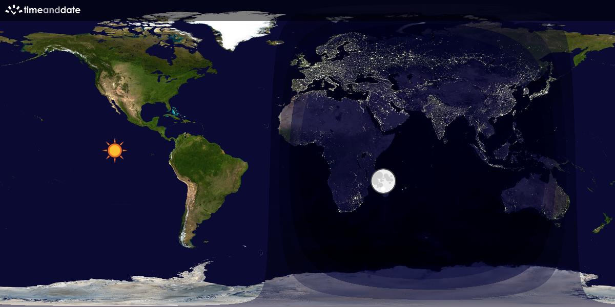 Verdenskart som viser dag og natt 
