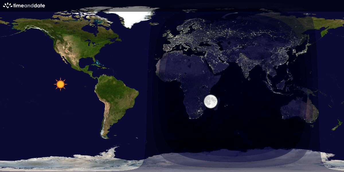 Verdenskart som viser dag og natt 
