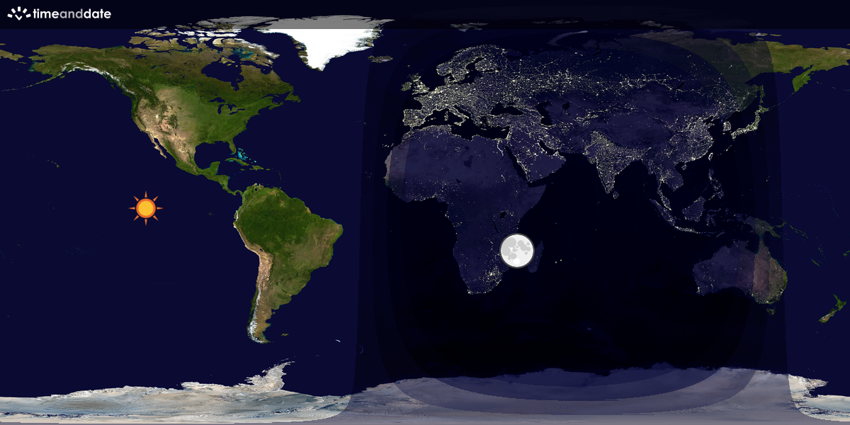 Verdenskart som viser dag og natt 