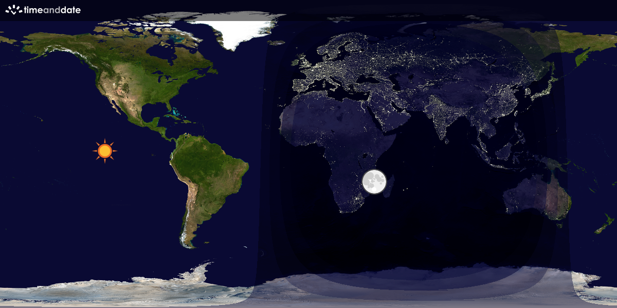 Verdenskart som viser dag og natt 