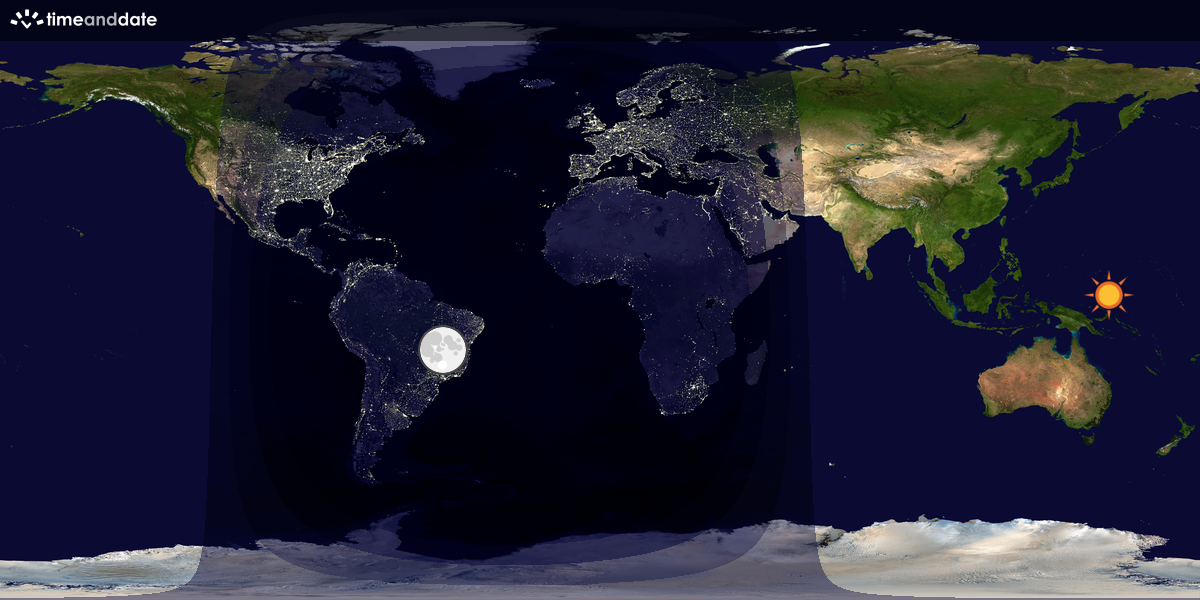 Verdenskart som viser dag og natt 