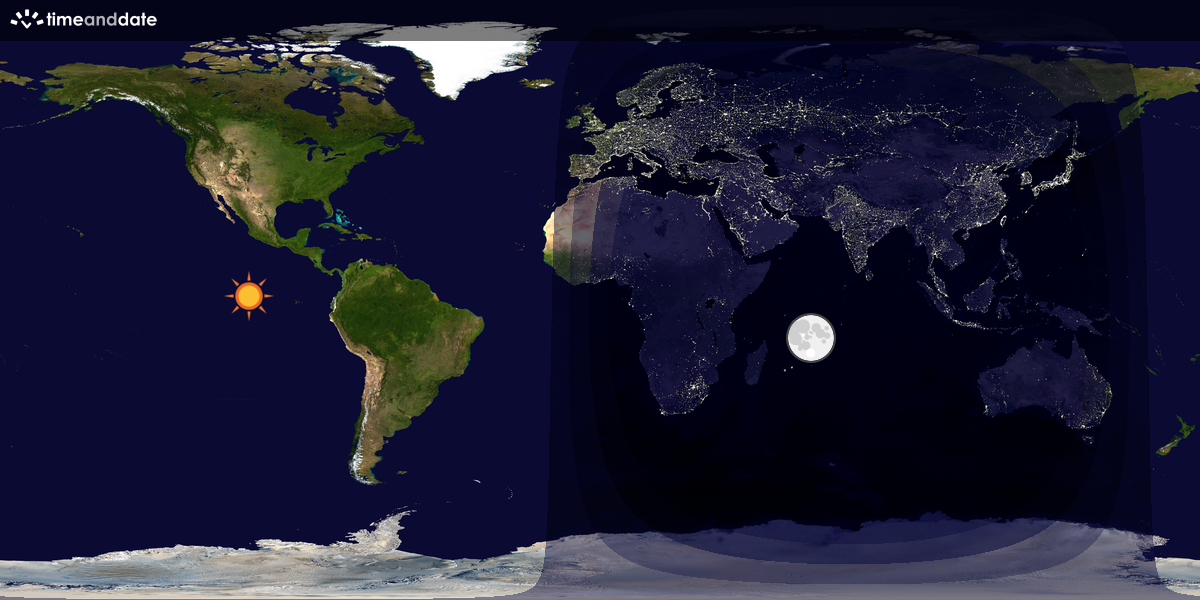 Verdenskart som viser dag og natt 