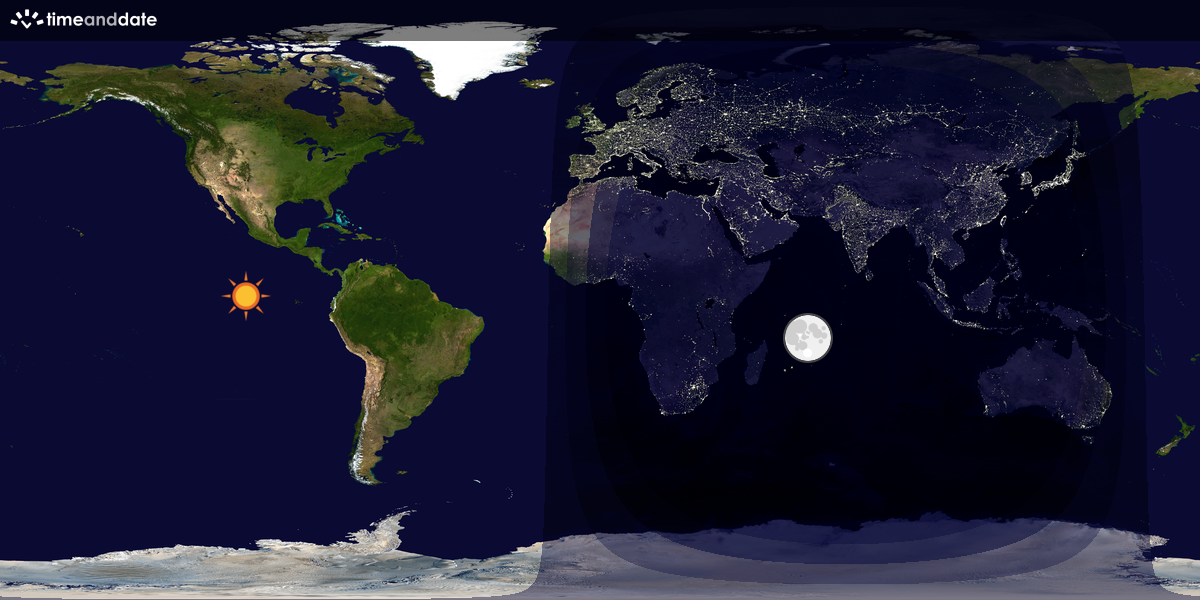 Verdenskart som viser dag og natt 