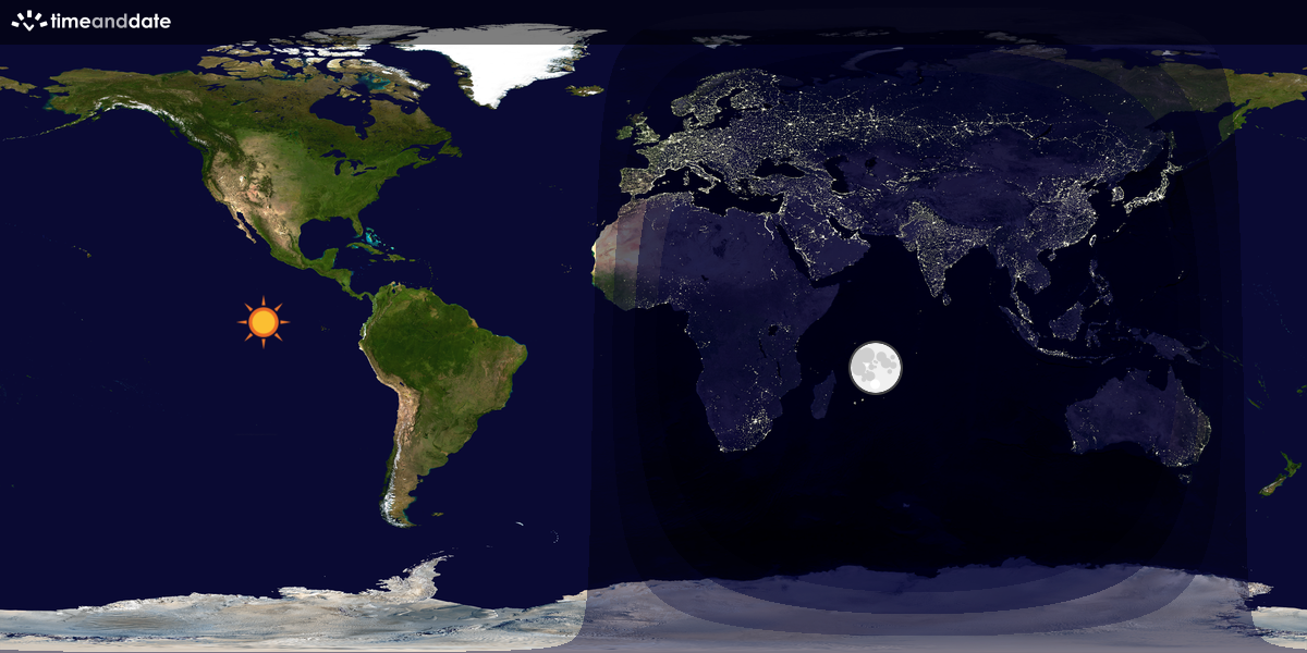 Verdenskart som viser dag og natt 