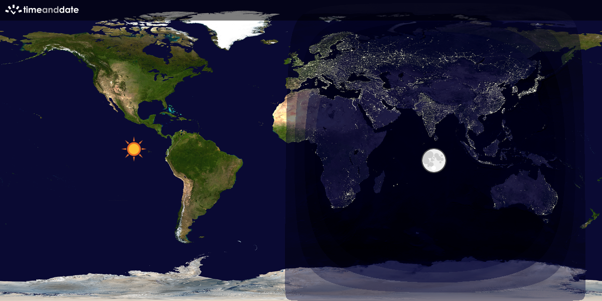 Verdenskart som viser dag og natt 
