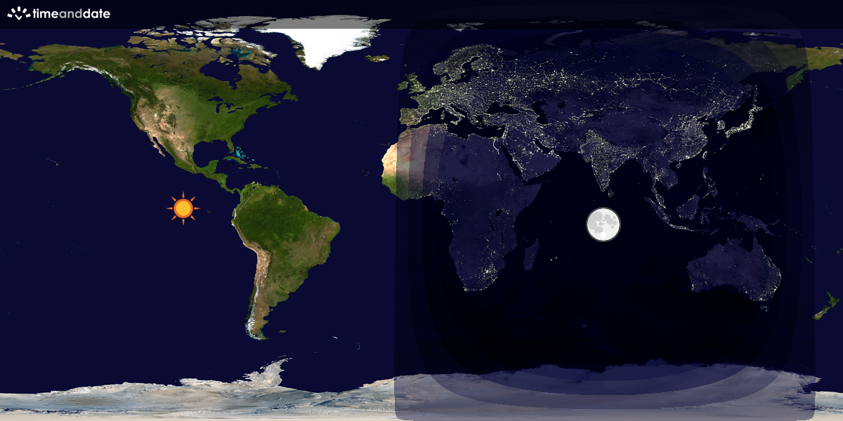Verdenskart som viser dag og natt 