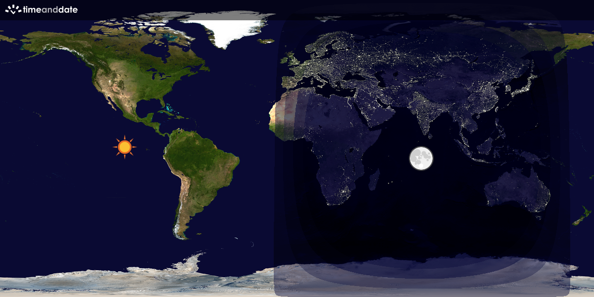 Verdenskart som viser dag og natt 