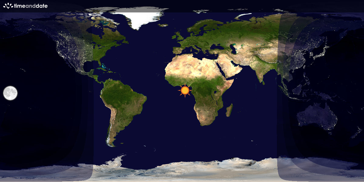 Verdenskart som viser dag og natt 