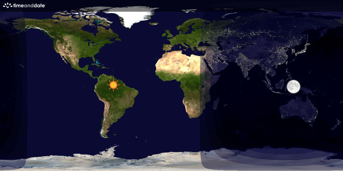 Verdenskart som viser dag og natt 