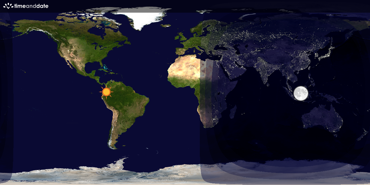 Verdenskart som viser dag og natt 