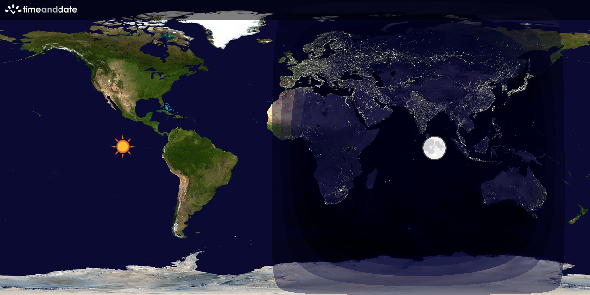 Verdenskart som viser dag og natt 