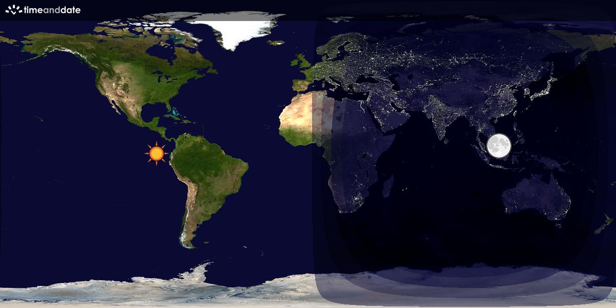 Verdenskart som viser dag og natt 
