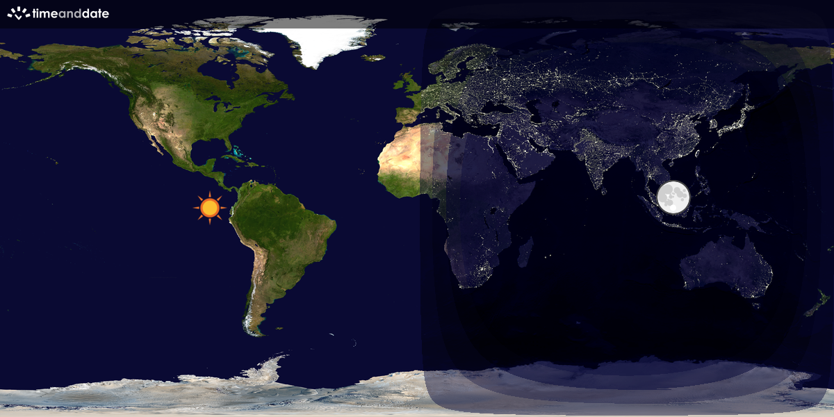 Verdenskart som viser dag og natt 