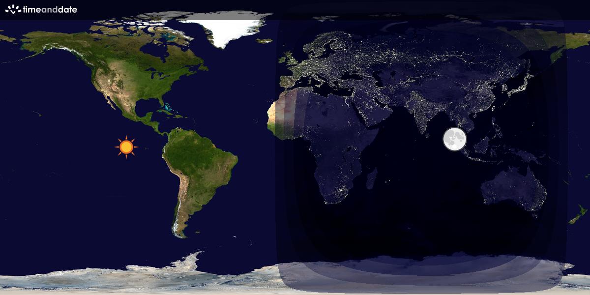 Verdenskart som viser dag og natt 