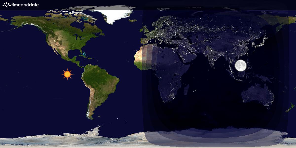 Verdenskart som viser dag og natt 