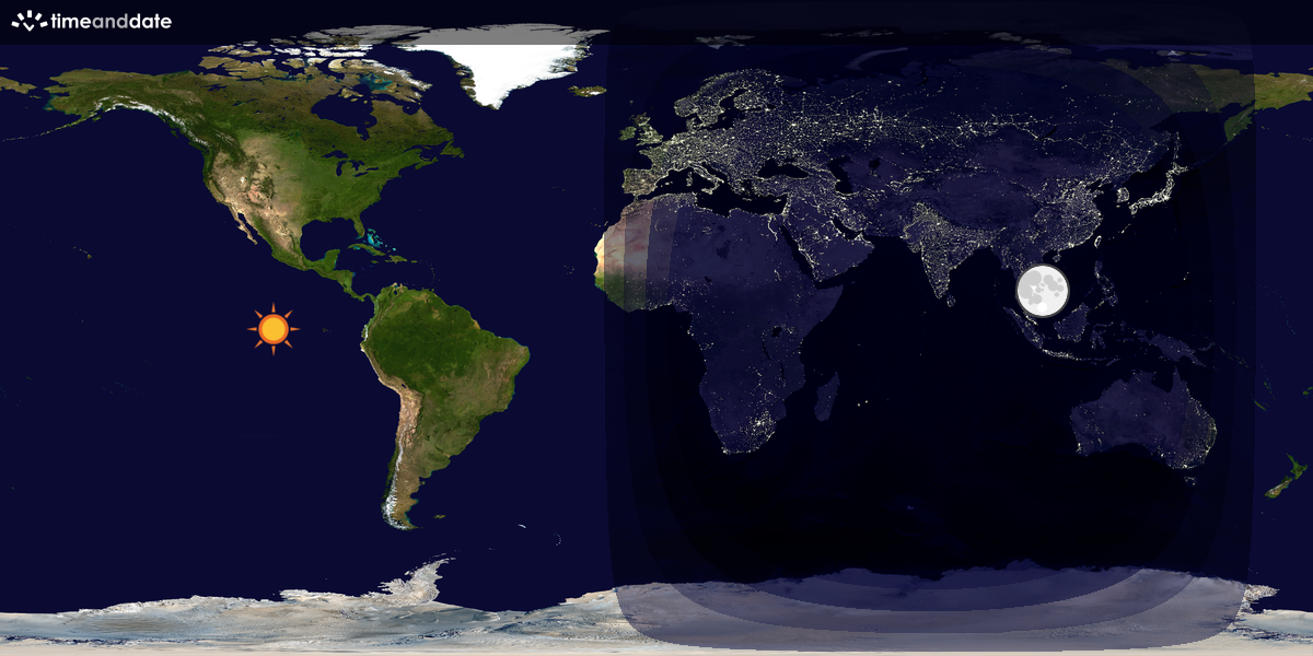 Verdenskart som viser dag og natt 