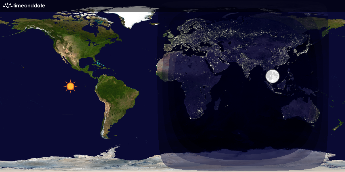 Verdenskart som viser dag og natt 