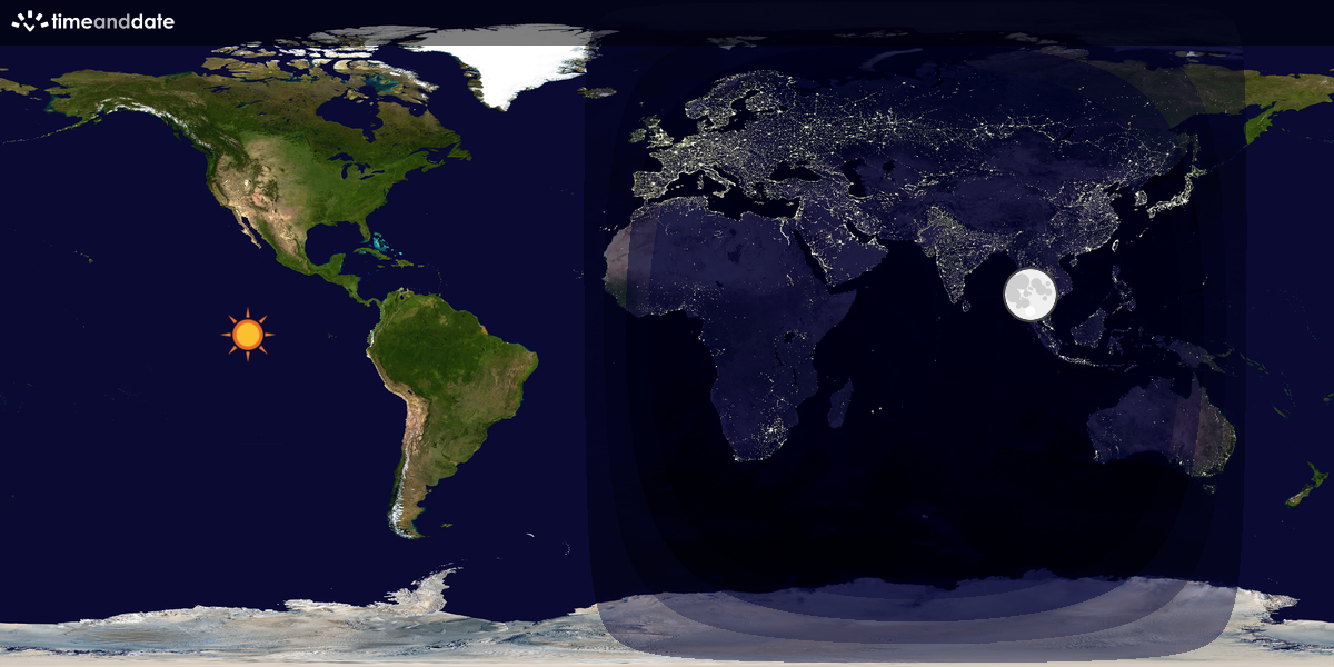 Verdenskart som viser dag og natt 