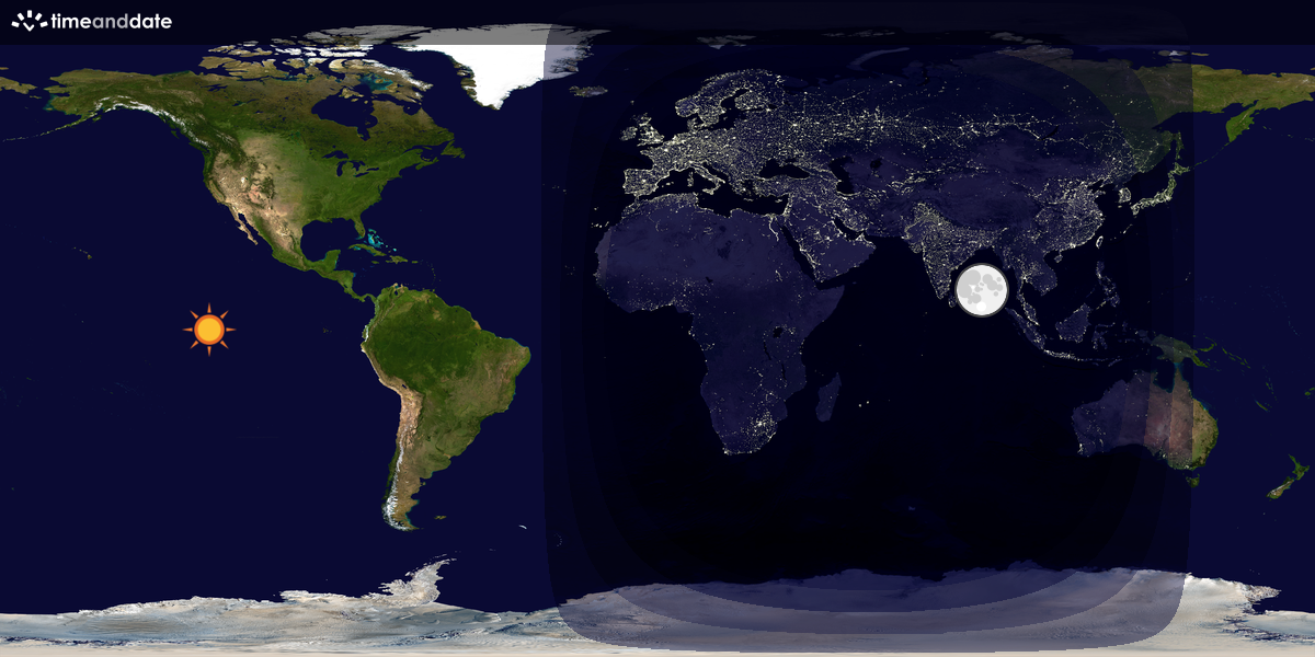 Verdenskart som viser dag og natt 