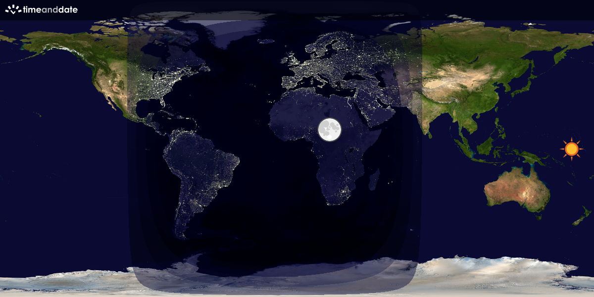 Verdenskart som viser dag og natt 