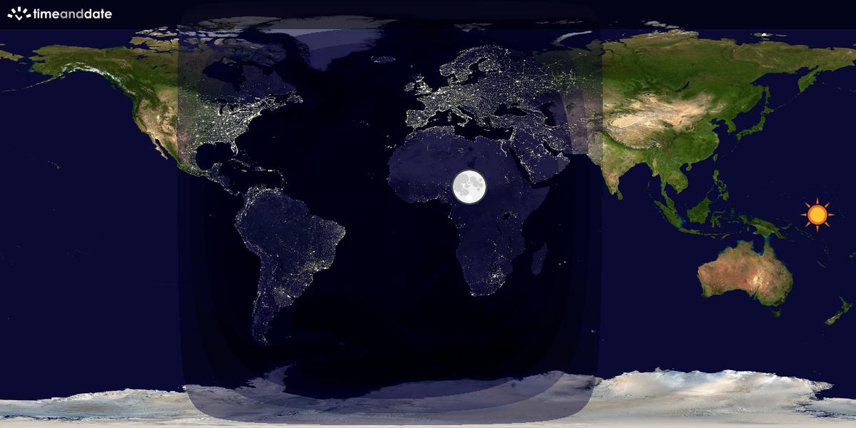 Verdenskart som viser dag og natt 