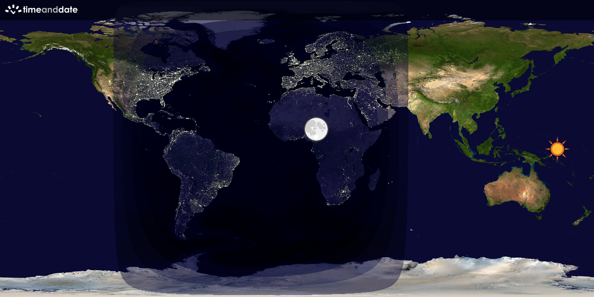 Verdenskart som viser dag og natt 