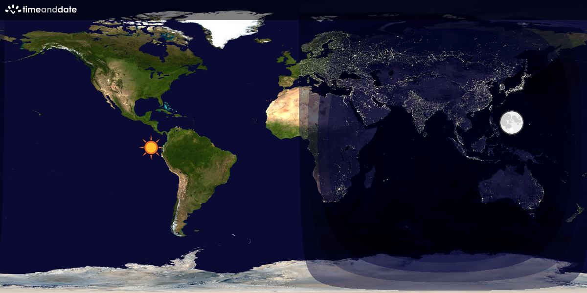 Verdenskart som viser dag og natt 