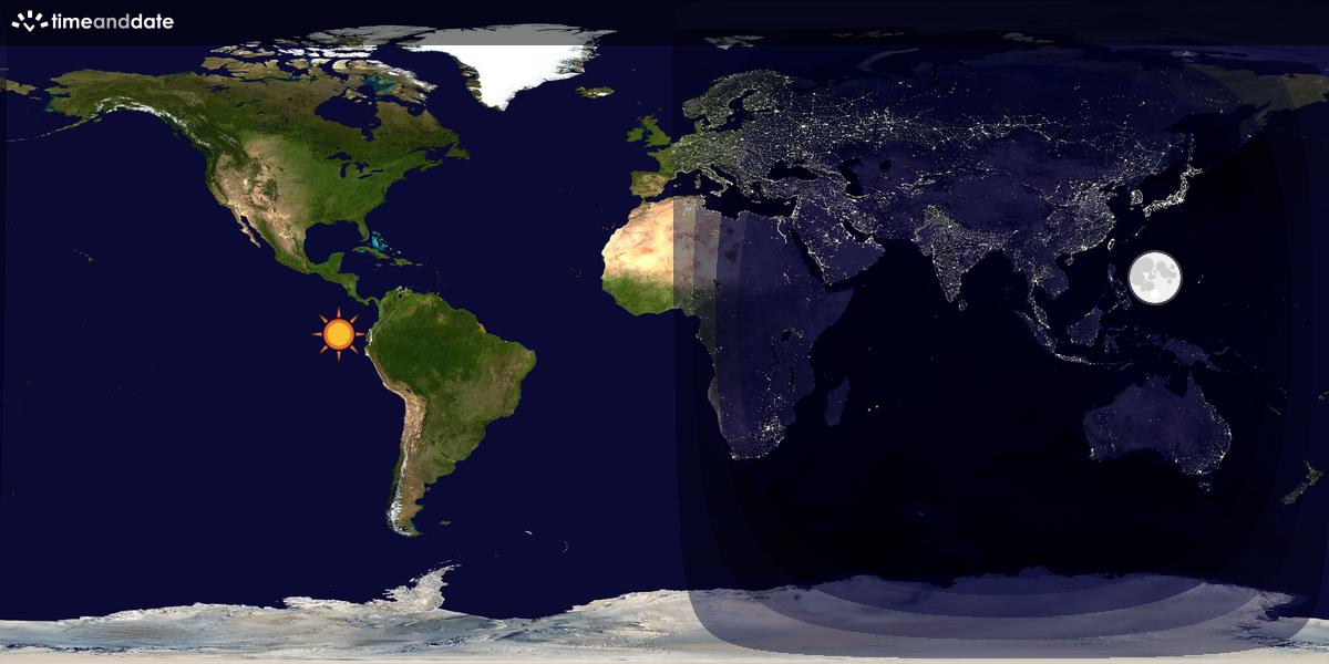 Verdenskart som viser dag og natt 