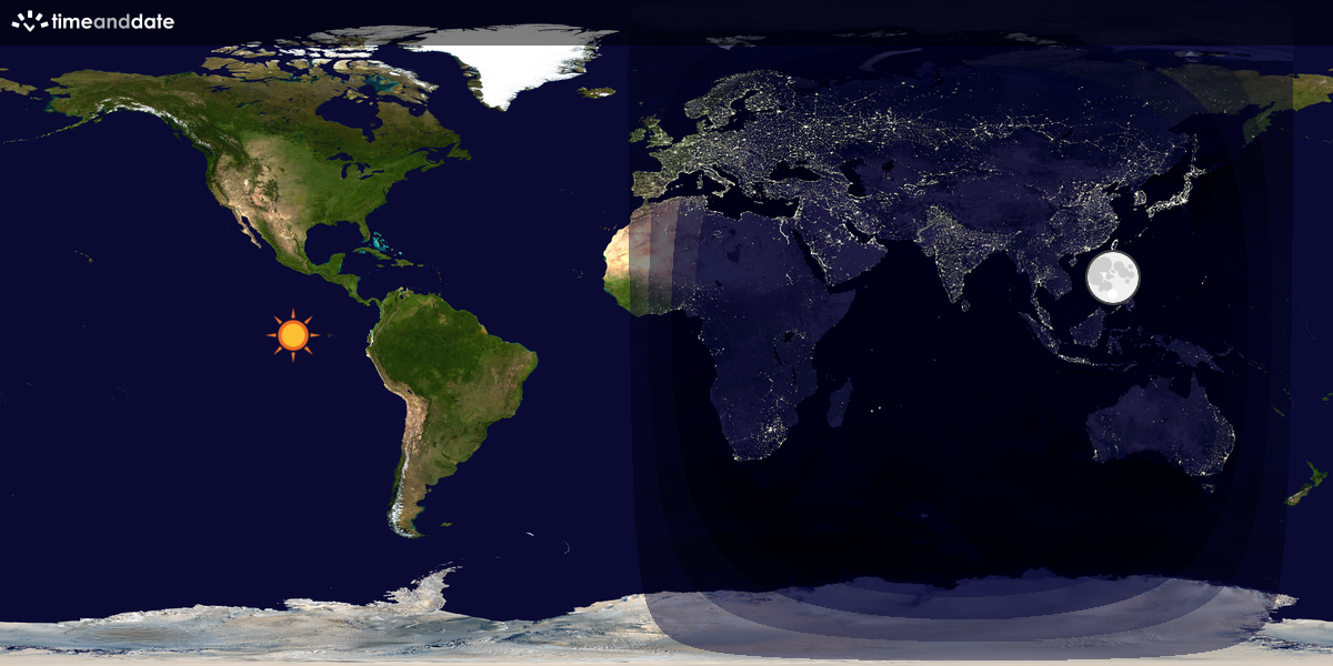 Verdenskart som viser dag og natt 