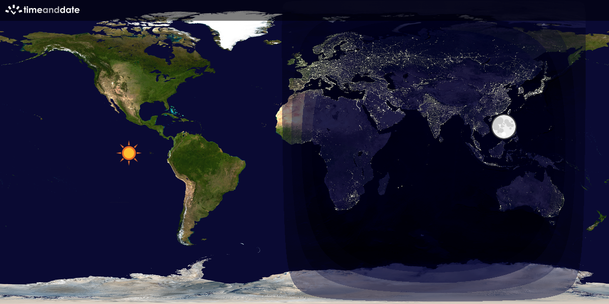 Verdenskart som viser dag og natt 