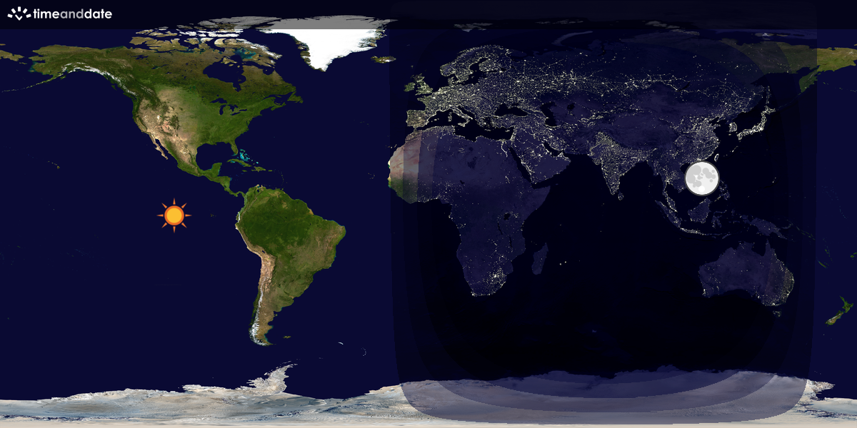 Verdenskart som viser dag og natt 