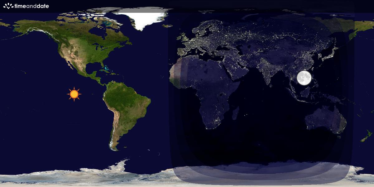 Verdenskart som viser dag og natt 