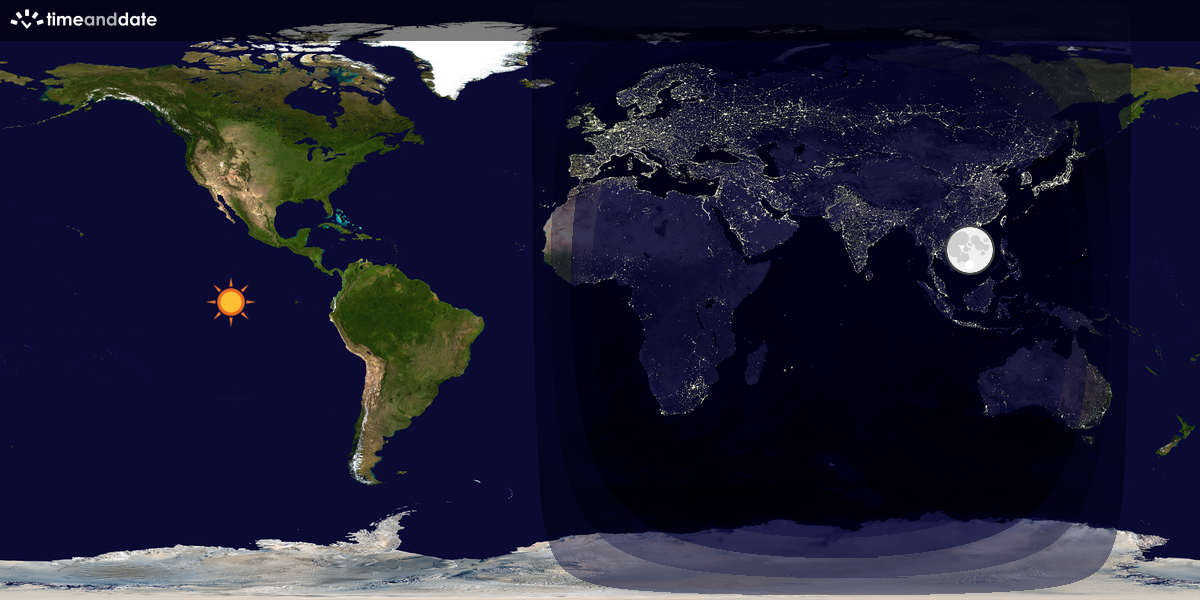 Verdenskart som viser dag og natt 