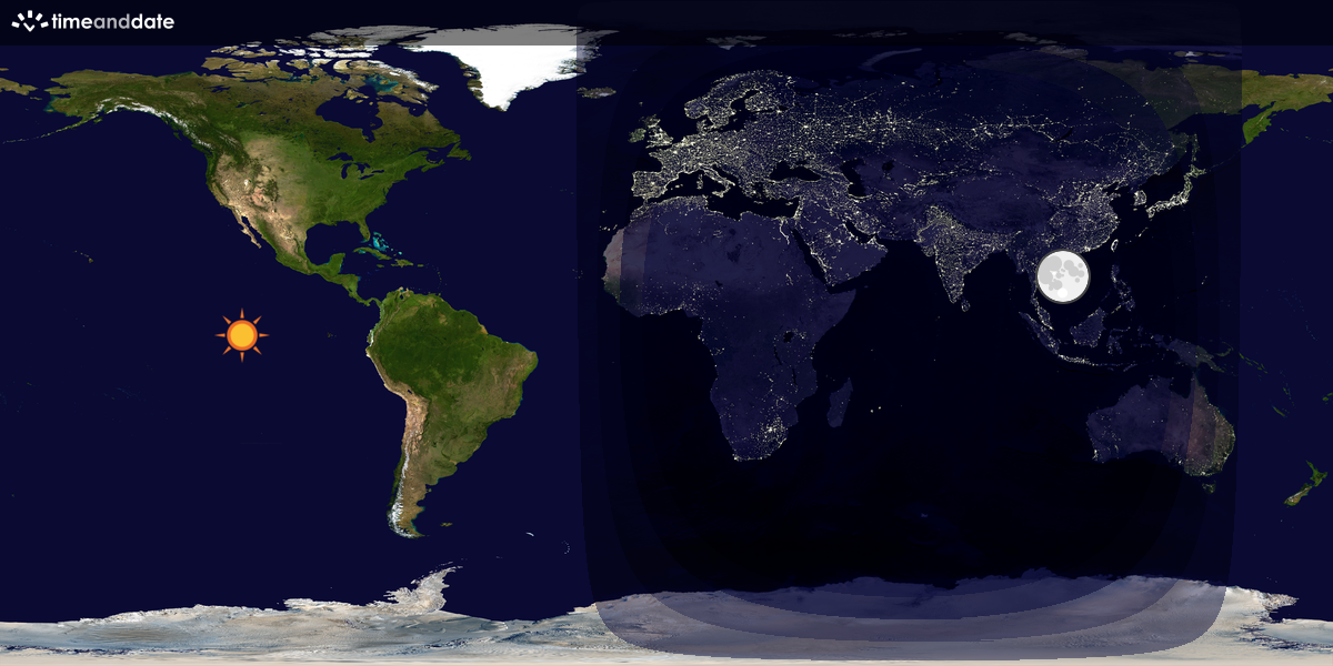 Verdenskart som viser dag og natt 