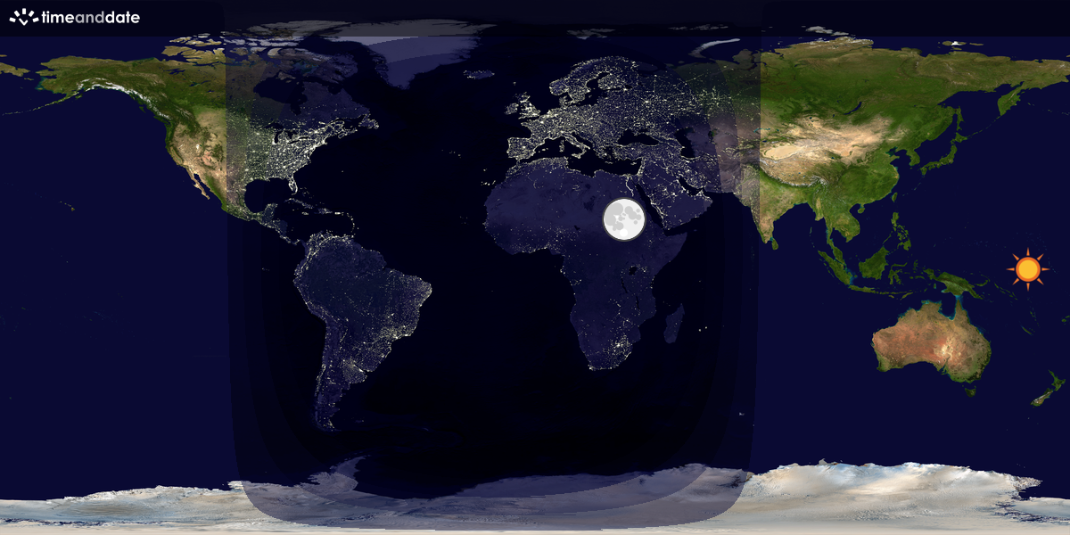 Verdenskart som viser dag og natt 