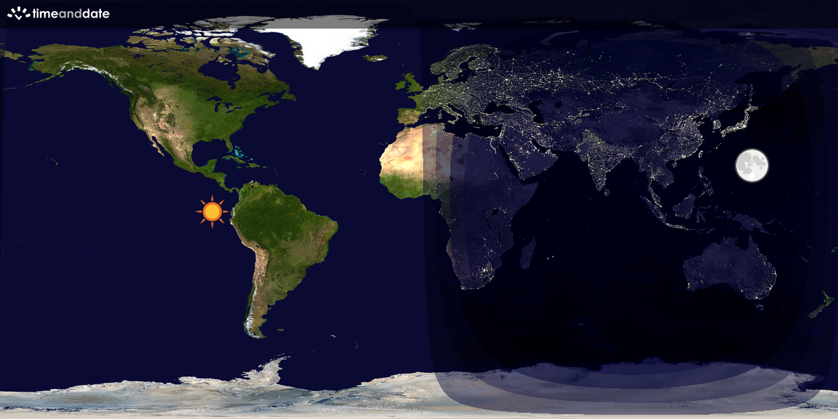 Verdenskart som viser dag og natt 
