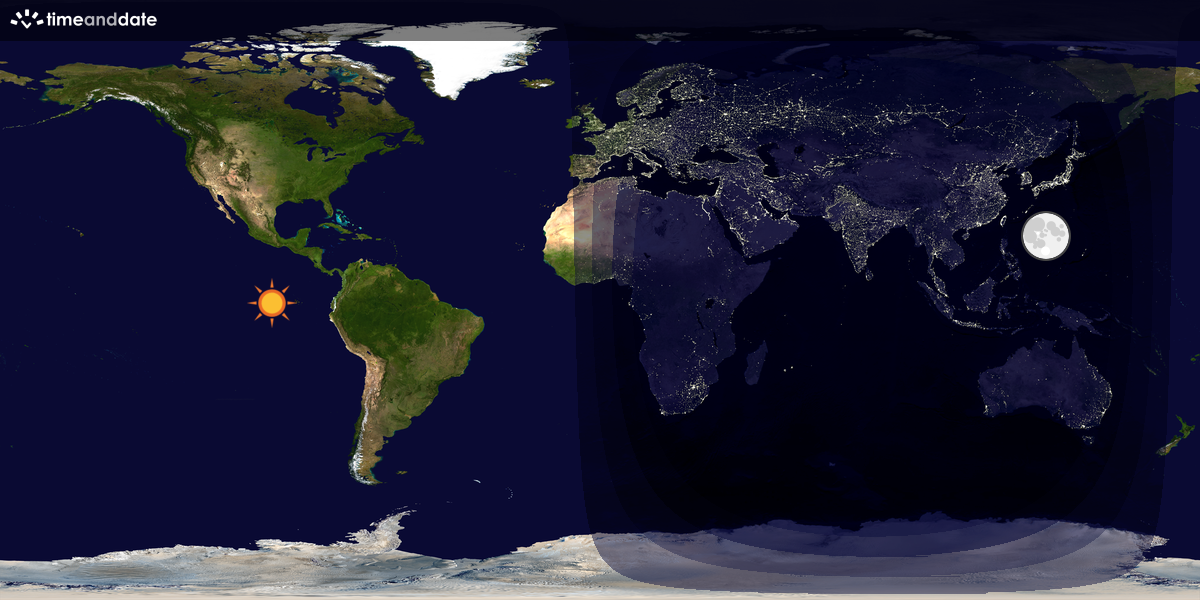 Verdenskart som viser dag og natt 
