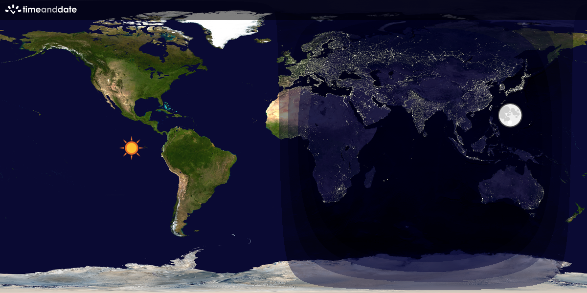 Verdenskart som viser dag og natt 