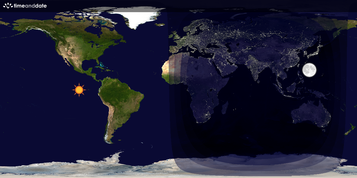 Verdenskart som viser dag og natt 