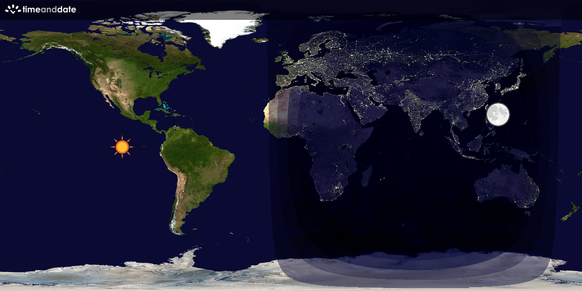 Verdenskart som viser dag og natt 