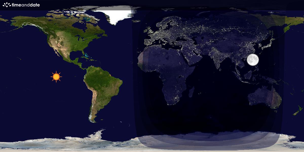 Verdenskart som viser dag og natt 