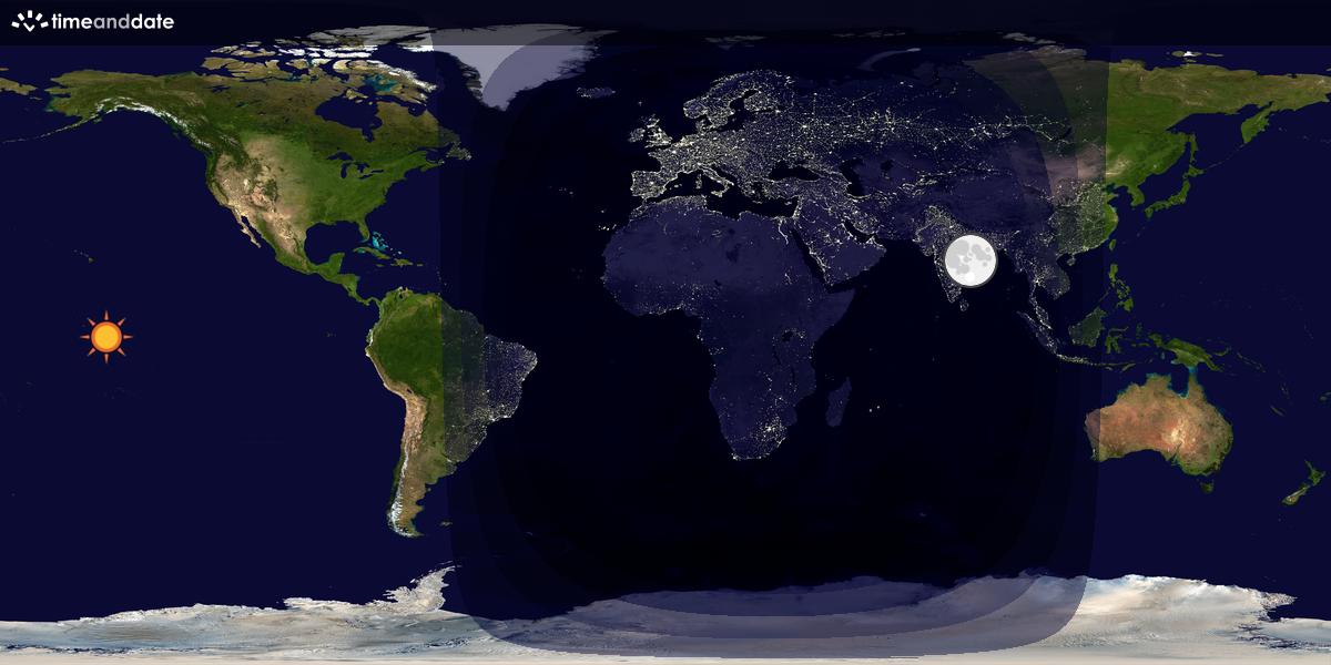 Verdenskart som viser dag og natt 