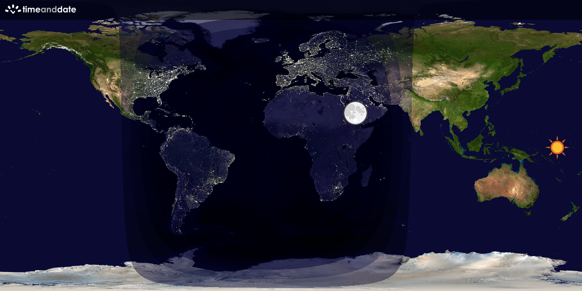Verdenskart som viser dag og natt 