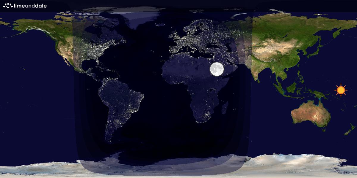 Verdenskart som viser dag og natt 