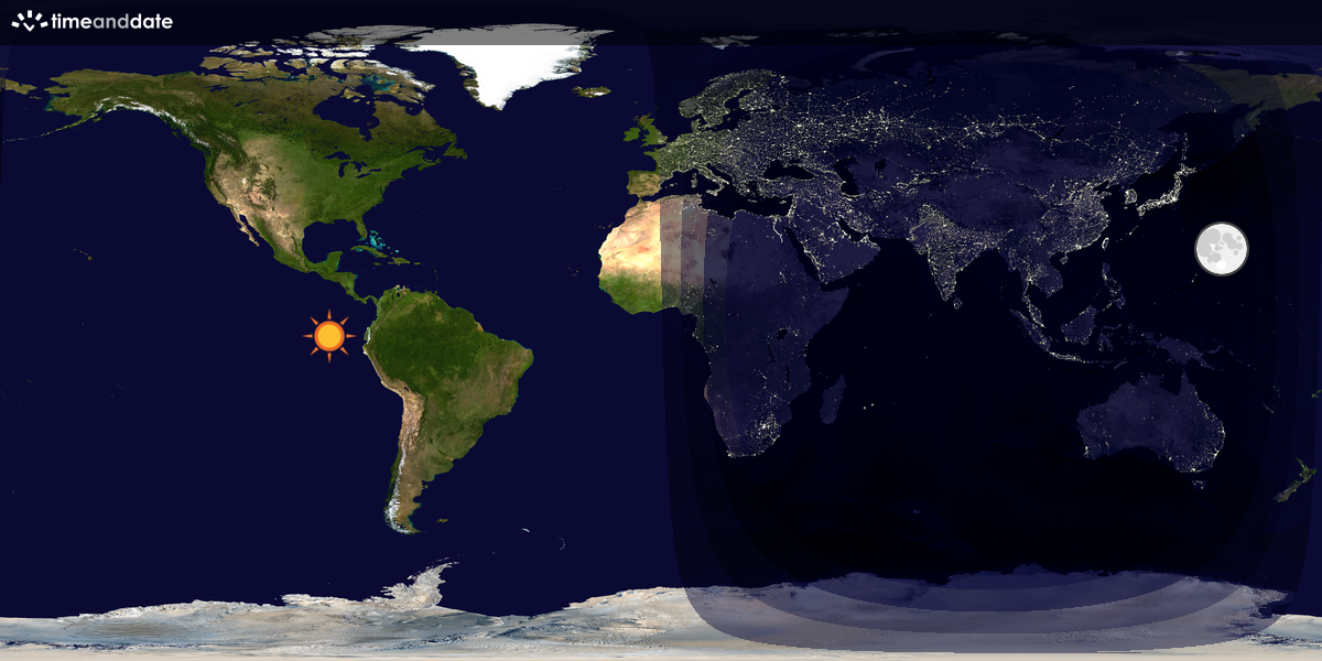Verdenskart som viser dag og natt 